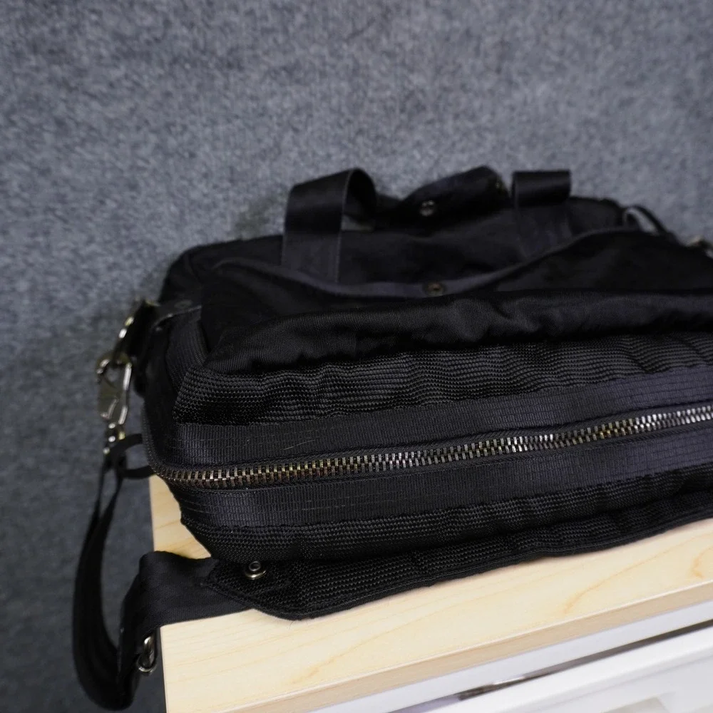 Vintage Diesel Messenger Bag Black Utility Tactical Nylon Leather Laptop Case